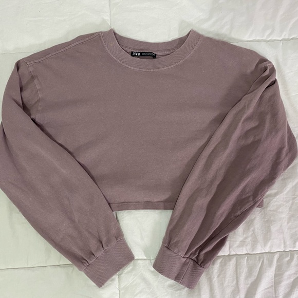 Zara Mauve Cropped Washed Shirt - Picture 2 of 4